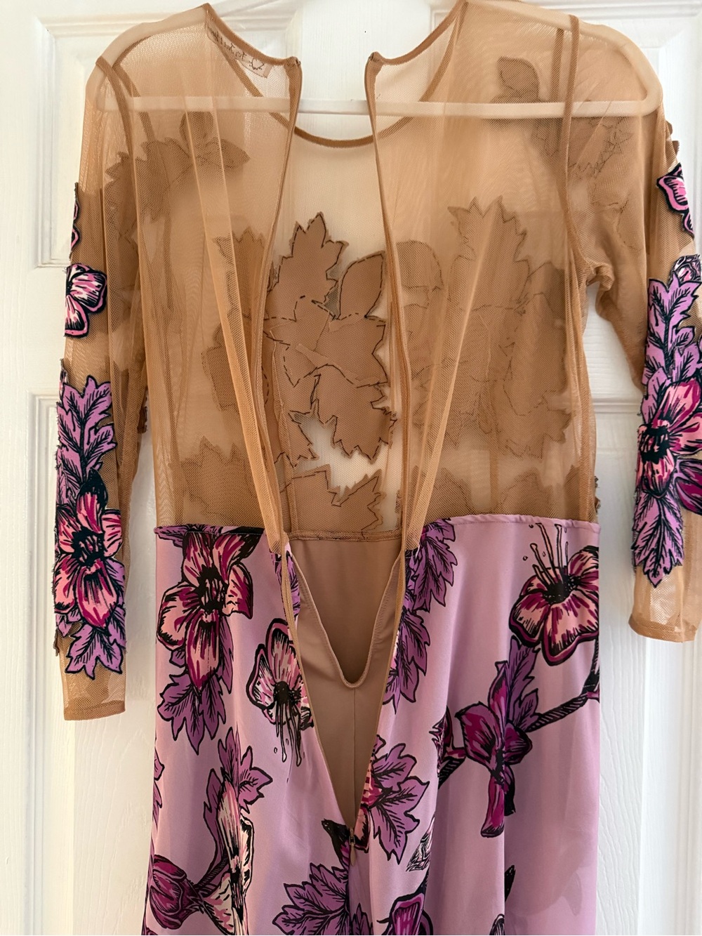 For Love & Lemons Floral Appliqué Lavender Maxi Dress - Picture 9 of 12